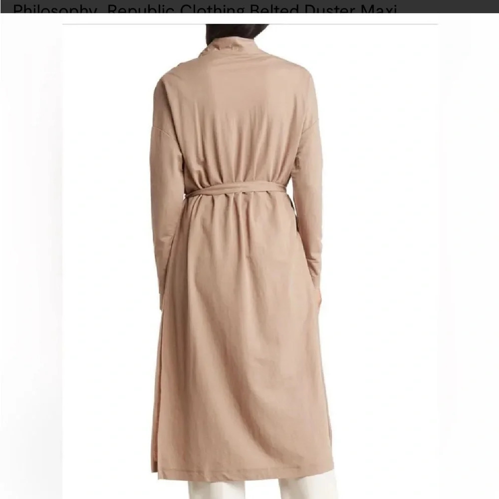 Philosophy Republic Clothing Belted Duster Maxi Cardigan Khaki Tan can (C-6) - Picture 3 of 9